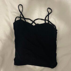 Black sleeveless top